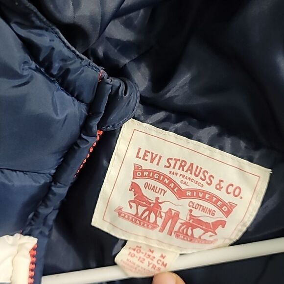 Levi Rocket Puffer hood red blue Boys 10/12 Size Medium - Picture 10 of 10